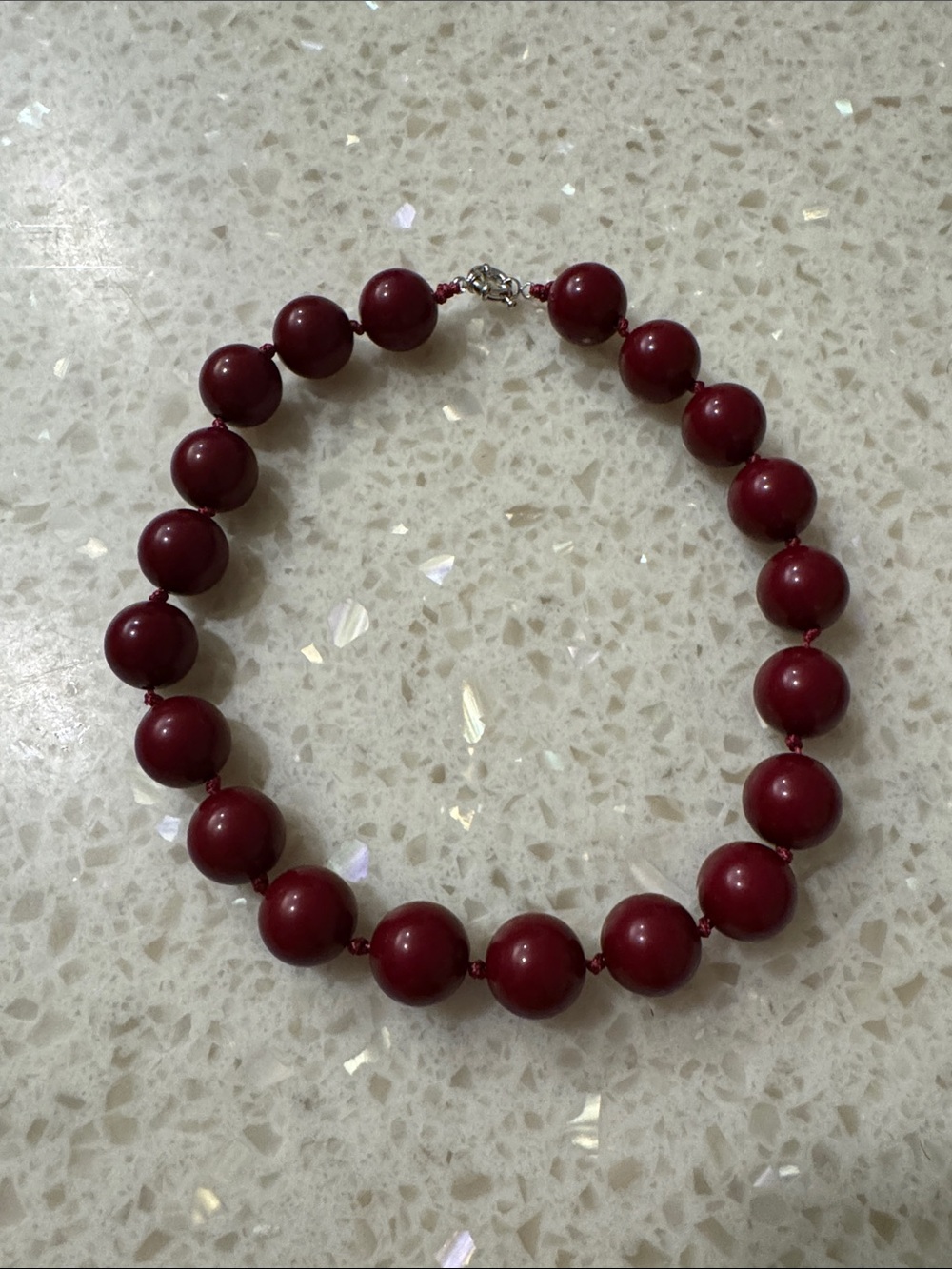 Classic Beaded Necklace - Deep Wine Red